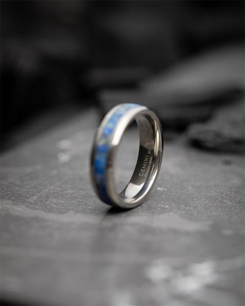 6 mm Silber-Titanring mit Lapislazuli-Stein - Rota Light Blue